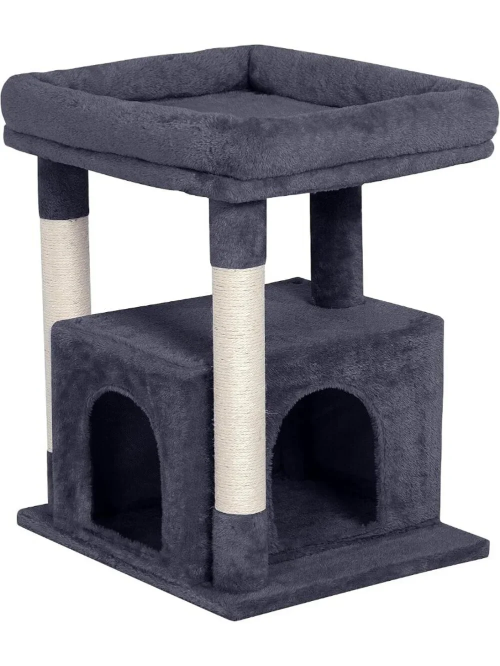 Large Cat Tree with Scratching Post & 2-Door Condo, Easy Clean, Dark Gray